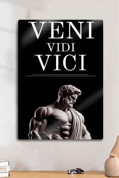 Metal Baskı - Veni Vidi Vici, Motivasyon Mitolojik Heykel Dekoratif Tablo