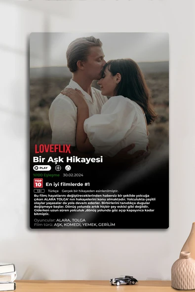 Kişiye Özel Film Tablosu - Loveflix, Hediyelik Sevgili Metal Tablo