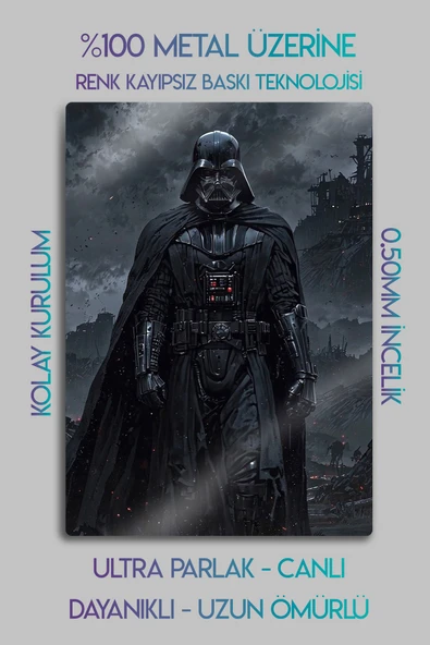 Metal Baskı Parlak Duvar Tablosu - Darth Vader, Yıldız Savaşları, Starwars - Resim 2