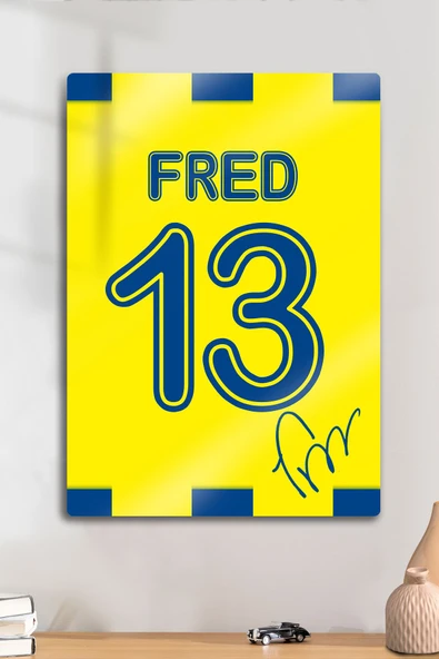 Metal Baskı - İmzalı Fred, Sarı Lacivert Taraftar, Dekoratif Tablo