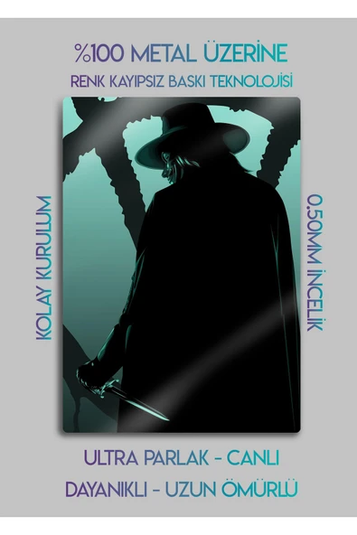 V for Vendetta - Metal Baskı Dekoratif Tablo - 2