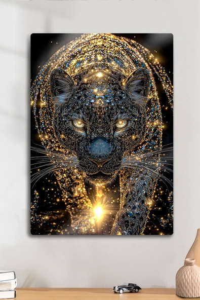 Metal Baskı - Gold Panter, Luxury Altın - Dekoratif Duvar Tablosu