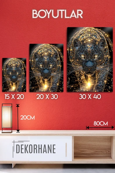 Metal Baskı - Gold Panter, Luxury Altın - Dekoratif Duvar Tablosu - Resim 2
