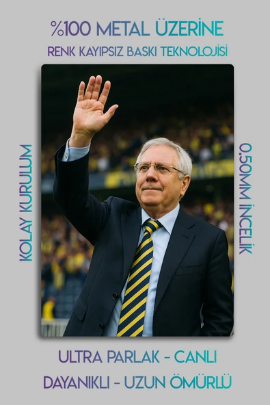 Metal Baskı - Aziz Yıldırım, Sarı Lacivert Duvar Tablosu - 2