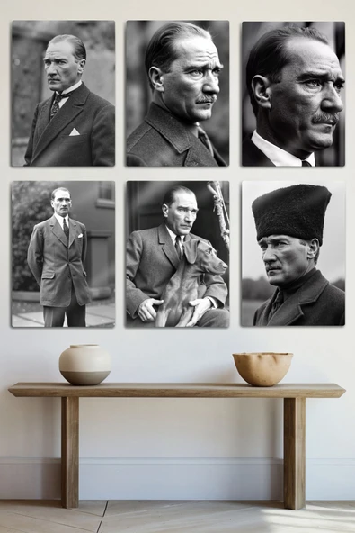Metal Baskı - Mustafa Kemal Atatürk, 6'lı Dekoratif Tablo