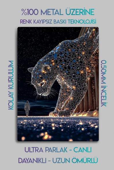 Metal Baskı - Luxury Panter Pırlanta 3D Görünüm, Dekoratif Duvar Tablosu - 2