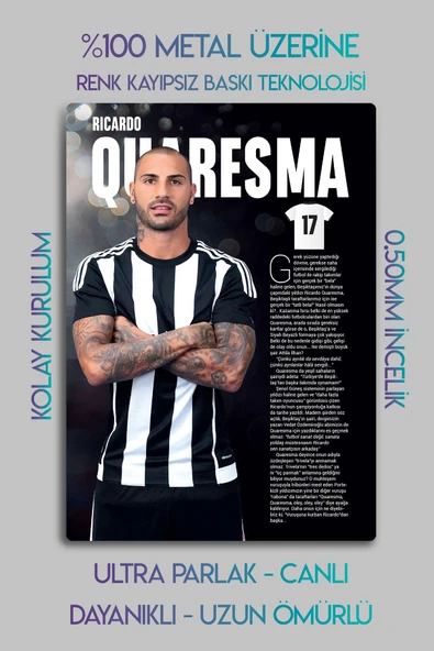 Metal Baskı, Ricardo Quaresma B.JK Bessiktas - Parlak Dekoratif Sporcu Duvar Tablosu - 2