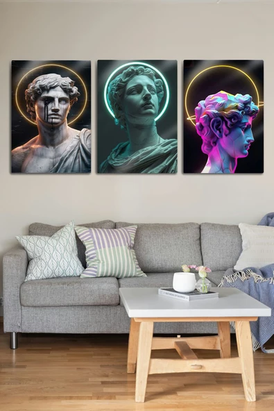 Metal Baskı - 3'lü Yunan Vektörel Tanrı - Dekoratif Tablo - 3