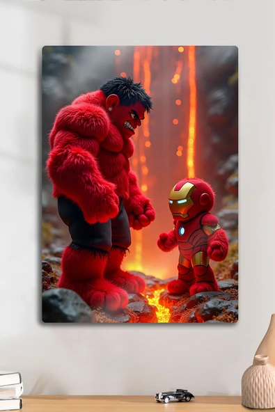 Metal Baskı Marvel Parlak Duvar Tablosu - Mini Hulk İronman, Kids, Çocuk Posterleri