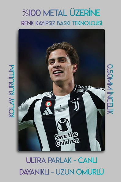 Metal Baskı, Kenan Yıldız Juventus, Juve - Parlak Dekoratif Sporcu Duvar Tablosu - 2