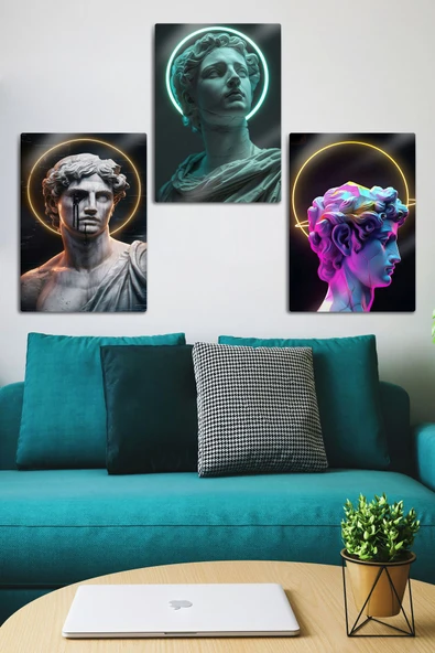 Metal Baskı - 3'lü Yunan Vektörel Tanrı - Dekoratif Tablo - 2