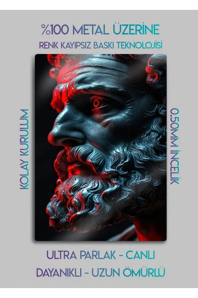 Mitolojik Tanrı Yunan Heykeli - Metal Baskı Duvar Tablosu - Resim 2