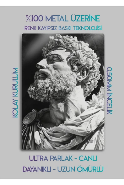 Mitolojik Tanrı Yunan Heykeli - Metal Baskı Duvar Tablosu - Resim 2