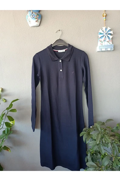 Kadın Midi Lakos Yaka Elbise - Resim 4