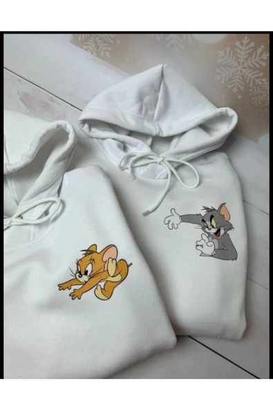 Sevgili Kombini Unisex Çift Baskılı Sweatshirt Beyaz ürün görseli