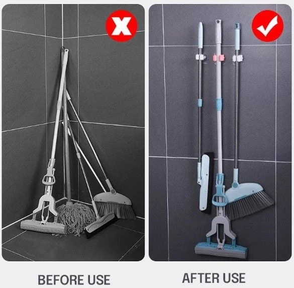 Yapışkanlı Pratik Mop Tutucu 4 Adet Beyaz - 2