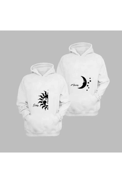 Sevgili Kombini Çift Unicex Baskılı Sweatshirt Beyaz - 1