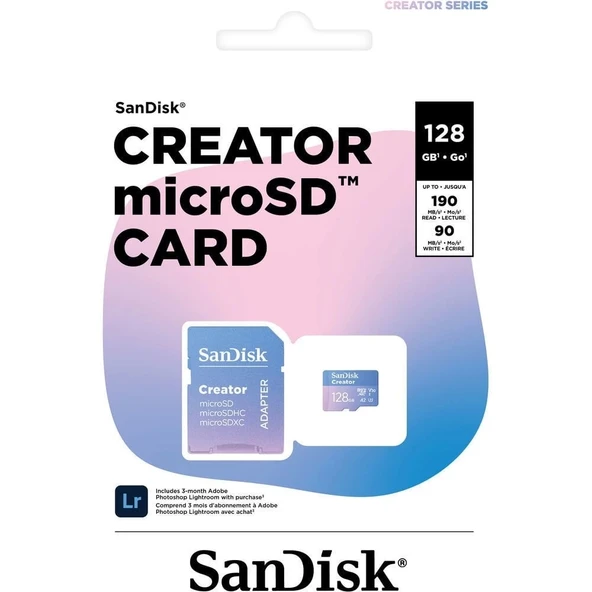 SanDisk Creator 128GB 190/90MB/s microSDXC UHS-I A2 V30 Adaptörlü Hafıza Kartı SDSQXAA-128G-IN6MS - 4