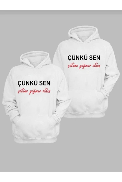 Sevgili Kombini Çift Unicex Iki Iplik Sweatshirt Beyaz