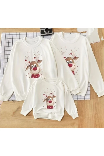 Aile Yılbaşı Baskılı Sweatshirt 2 iplik Aile Kombini Oluşturma Tek Fiyatıdır ürün görseli