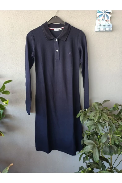 Kadın Midi Lakos Yaka Elbise - Resim 2