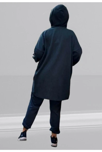 Tesettür Antrasit Pembe Fosforlu Eşofman Takımı - Resim 3