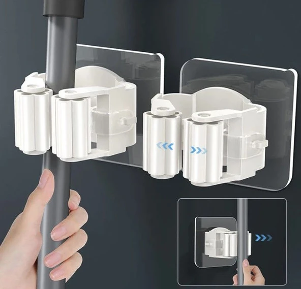 Yapışkanlı Pratik Mop Tutucu 4 Adet Beyaz - 5