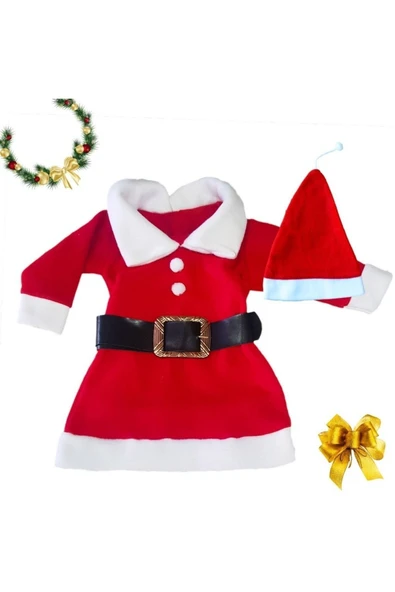 Noel Yılbaşı Kostümü Elbisesi Unisex Kırmızı