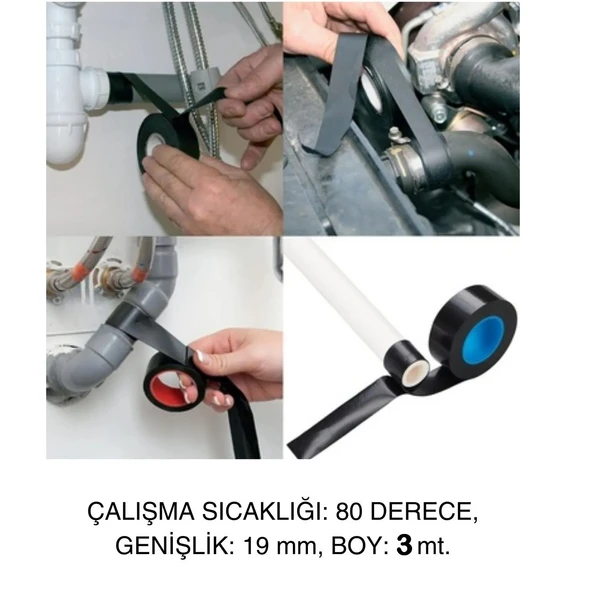 Süper Güçlü Eriyen Bant (su Geçirmez Yanmaz Yapışkanlı Yalıtım Bandı 1 ADET 3 Mt -2 Cm) Tamir Bandı - Resim 2