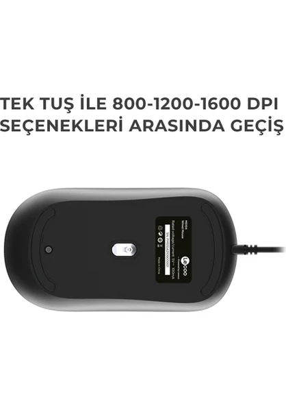LENOVO LECOO MS104 1600 DPI 4 TUŞLU USB KABLOLU OPTİK MOUSE - 4