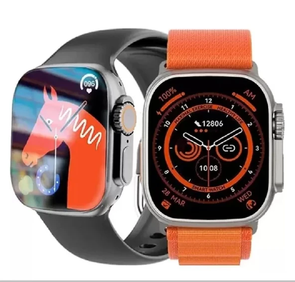 Hw8 Ultra Çift Kordon 49mm - Siri Nfc Bluetooth Arama Konuşma - İos & Android Uyumlu Akıllı Saat - 1
