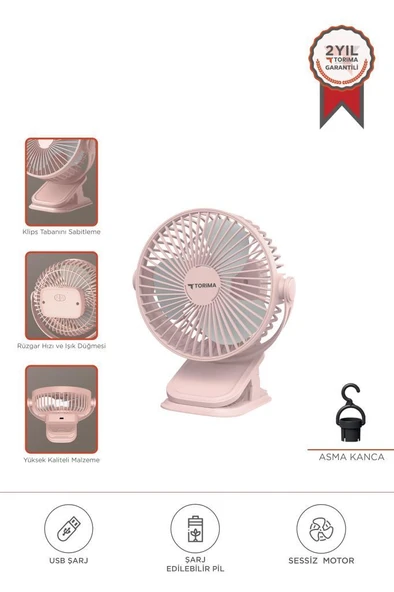 Torima F-15 Pembe Mini Fan Vantilatör