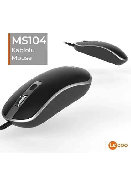 LENOVO LECOO MS104 1600 DPI 4 TUŞLU USB KABLOLU OPTİK MOUSE - 3