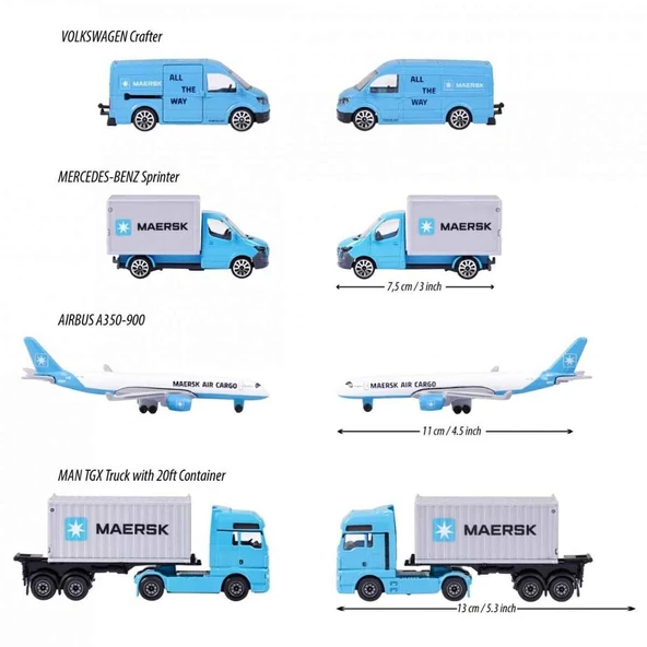 Majorette Maersk Temalı Lojistik 4'lü Koleksiyon Paketi - 4
