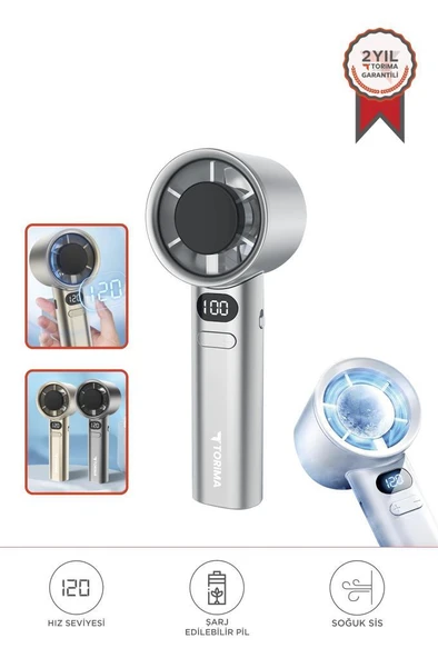 Torima F-21 Beyaz Dijital Ekranlı 120 Hız Ayarlı Taşınabilir Mini Fan