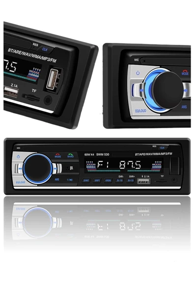 P.125 Çift Usb Girişli Bluetooth Oto Teyp Araba Teybi Radyo Usb Sd Aux Teyp Amfi Çıkışlı 4x55 Watt