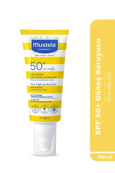 Mustela Yüksek Koruma Faktörlü Güneş Losyonu Tüm Aile İçin SPF50+ 200 ml