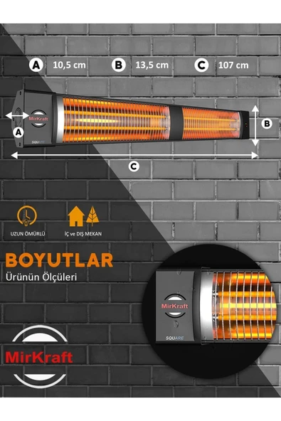 MirKraft Elektrikli Quartz Isıtıcı, 2800 Watt, İki Kademe (1400+1400), SQUARE - 2