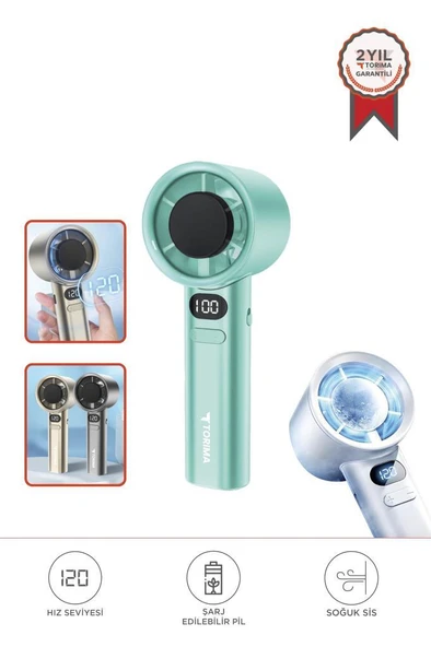 Torima F-21 Yeşil Dijital Ekranlı 120 Hız Ayarlı Taşınabilir Mini Fan