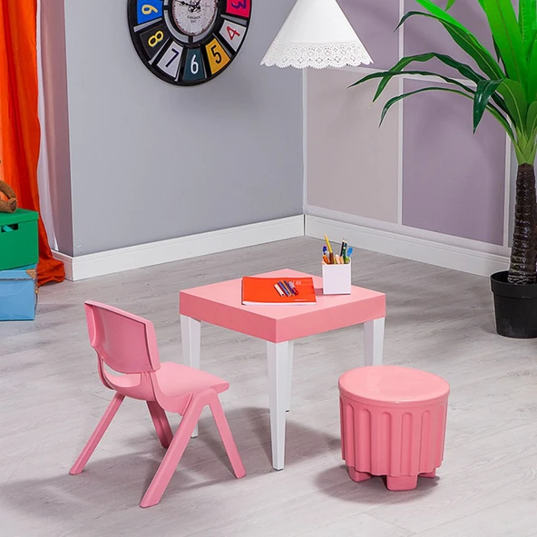 Junior Çocuk Kare Aktivite Masa Seti - Pembe - 3