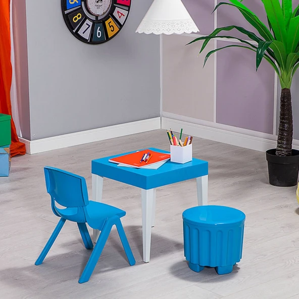 Junior Çocuk Kare Aktivite Masa Seti - Mavi - 3
