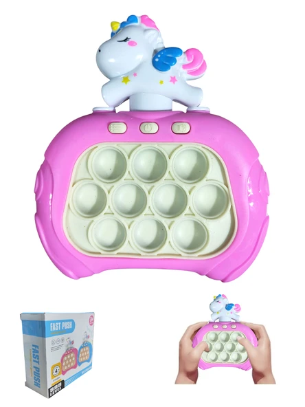 Popit Makinesi Işıklı Oyun Fast Push Pilli Fidget Kabarcık - Unicorn