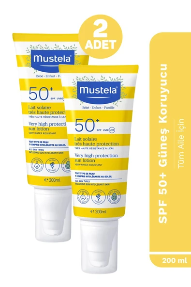 Mustela Yüksek Koruma Faktörlü Güneş Losyonu Tüm Aile İçin SPF50+ 200 ml 2 Adet