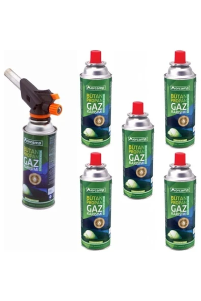 Orgaz Kamp Kartuş Tüp 227 gr Çakmaklı Pürmüz Set 6'lı