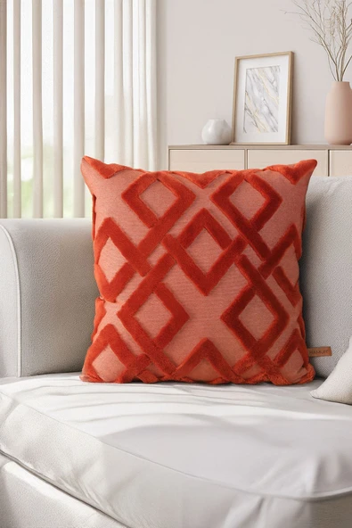 Jakarlı Kırlent 43x43 cm Mila Kiremit ürün görseli 1