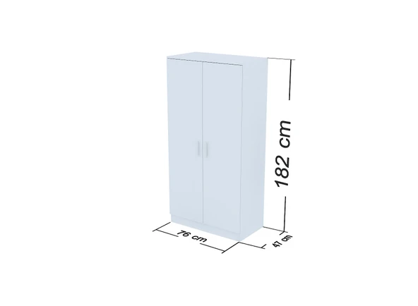 ABETE MOBİLYA 2 Kapılı Geniş Gardırop (ELBİSE DOLABI-YÜKLÜK-KİLER) / Beyaz Y:182,CM,G:76CM,D:47CM - 4