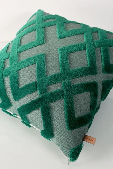 Jakarlı Kırlent 43x43 cm Mila Z.Yesili - Resim 2