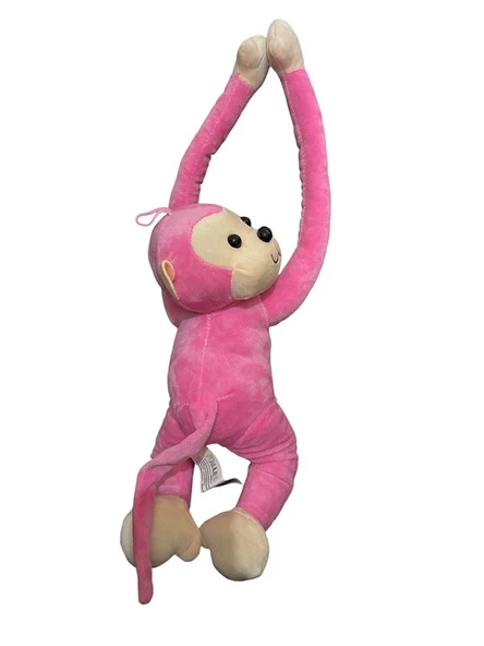 Sevimli Sesli Pembe Maymun Peluş Oyuncak 60CM - 2