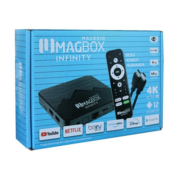 Magbox Magroid Infinty 64 GB HDD 4 GB Ram Bluetooth 5G Wifi Ses Komut Kumandalı Android TV Box - 3