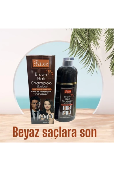 Paxe Brown Hair Shampoo Beyaz Saç Kapatıcı Şampuan Kahverengi Renk 400ML